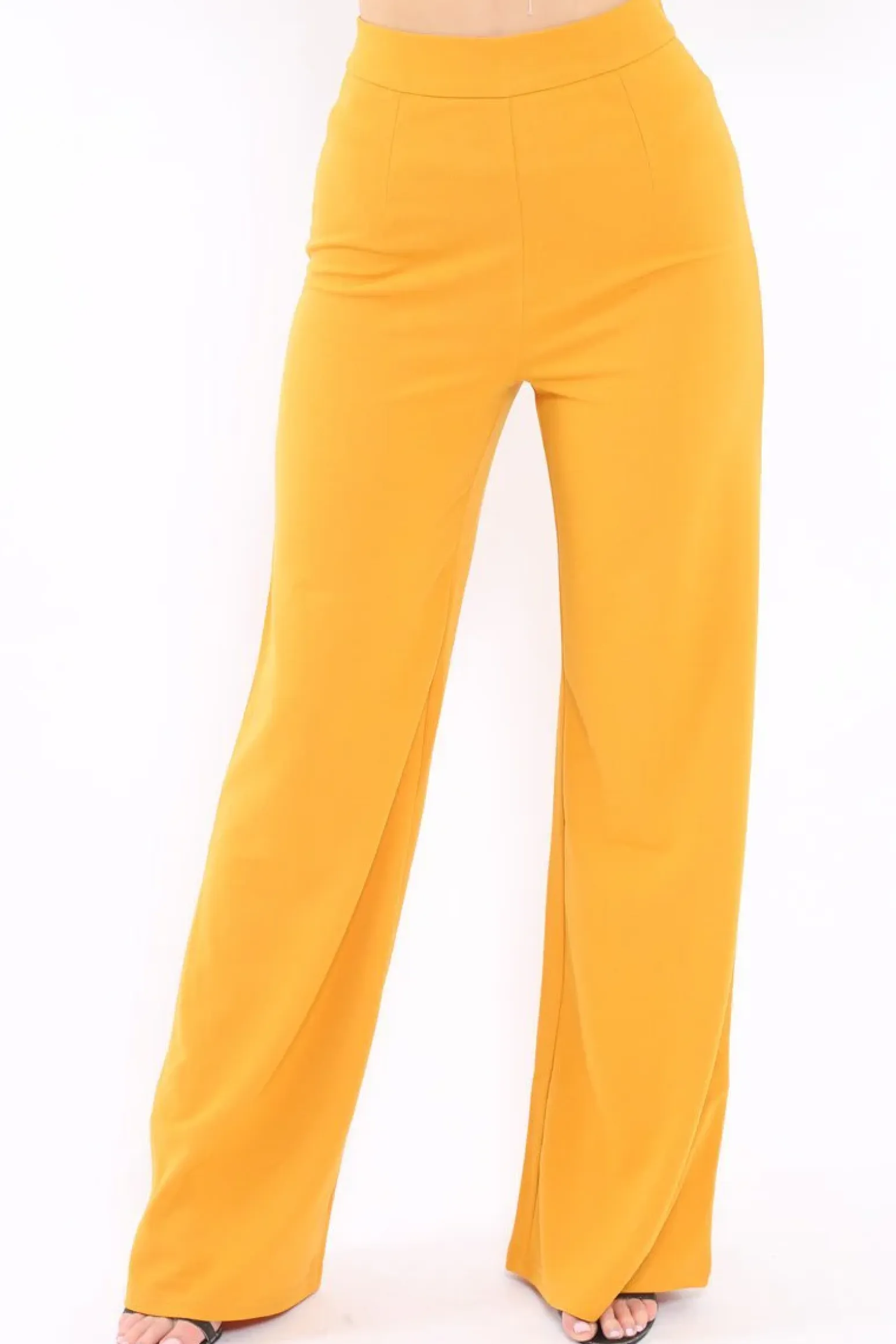 Rebellious Fashion Mustard High Waist Flare Trousers -Tisha