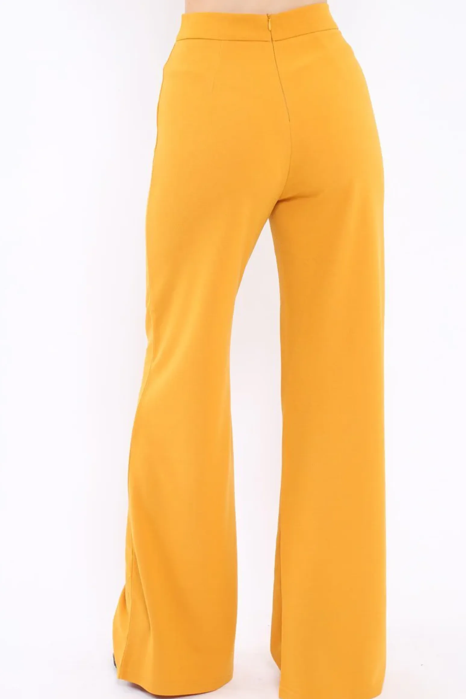 Rebellious Fashion Mustard High Waist Flare Trousers -Tisha