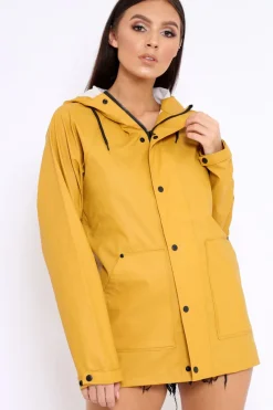 Rebellious Fashion Mustard Hooded Rain Jacket - Fox