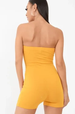 Rebellious Fashion Mustard Jersey Bandeau Playsuit - Cristyn