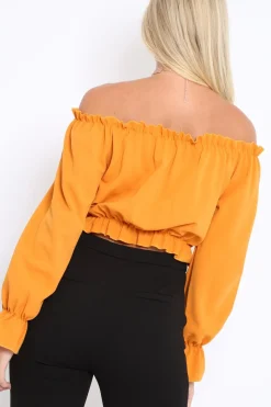 Rebellious Fashion Mustard Key Hole Bust Crop Top - Caitie