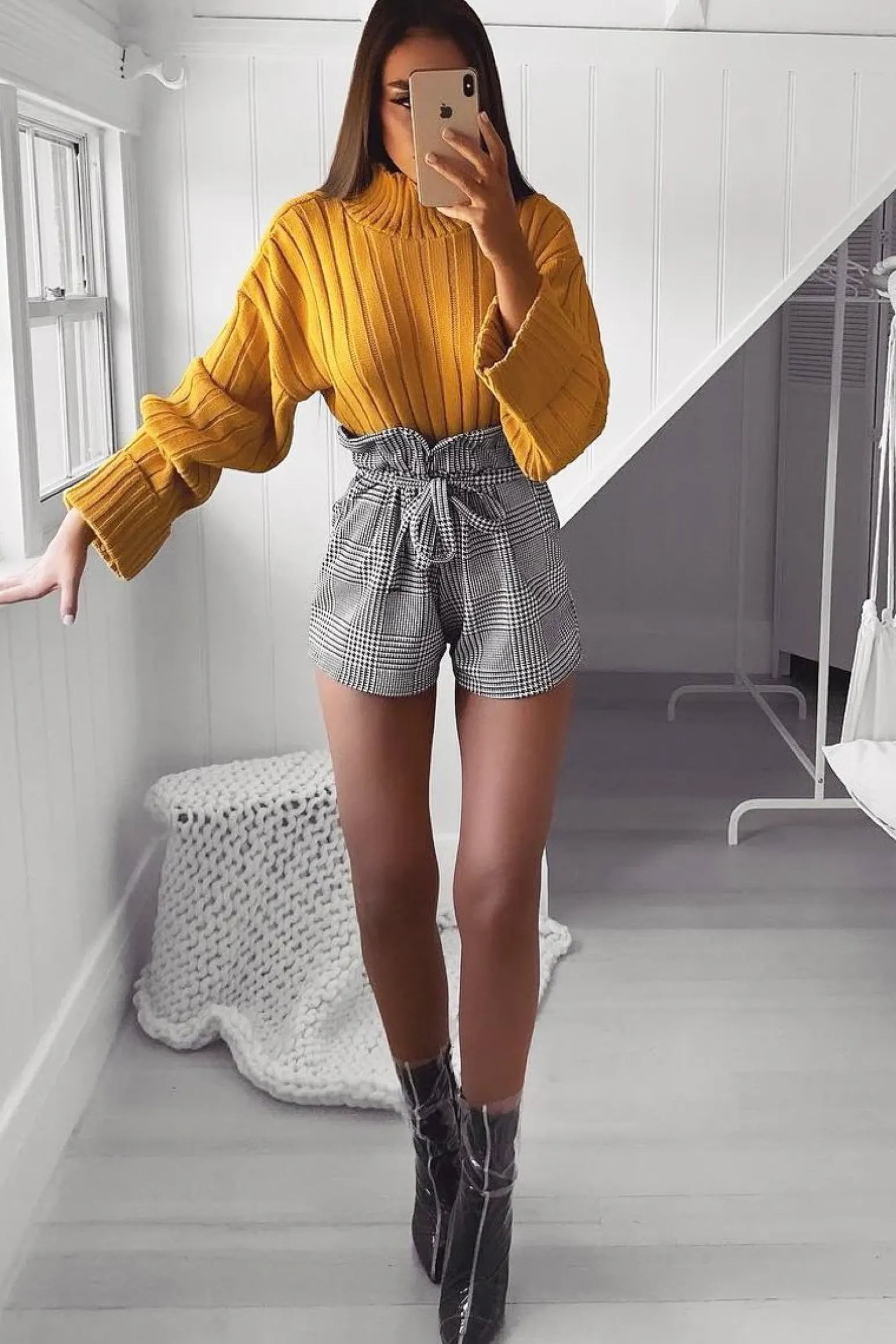 Rebellious Fashion Mustard Knit High Neck Jumper - Jaelynn