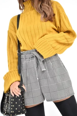 Rebellious Fashion Mustard Knit High Neck Jumper - Jaelynn