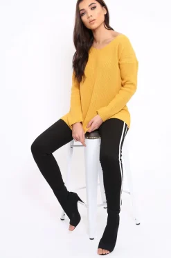 Rebellious Fashion Mustard Knitted Jumper with Bow Back - Oliviah
