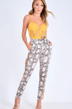 Rebellious Fashion Mustard Lace Flower Bodysuit - Faylen