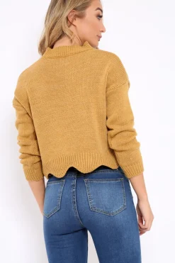 Rebellious Fashion Mustard Lace up Jumper - Deena