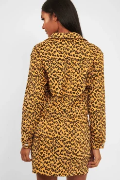 Rebellious Fashion Mustard Leopard Crop Trucker Jacket And Skirt Co-ord - Adalay