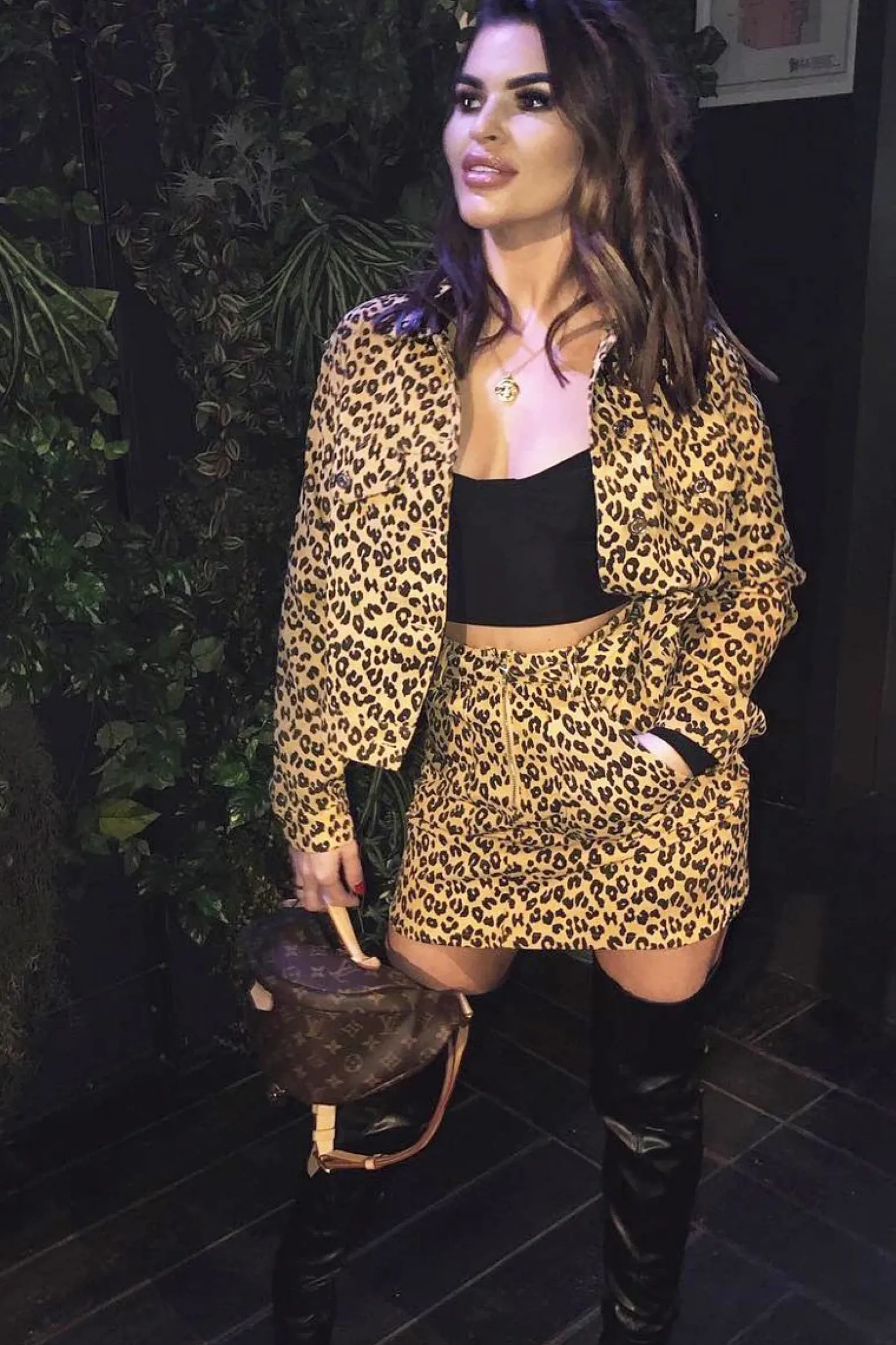 Rebellious Fashion Mustard Leopard Crop Trucker Jacket And Skirt Co-ord - Adalay