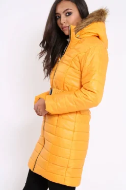 Rebellious Fashion Mustard Longline Puffer Jacket - Alexandra