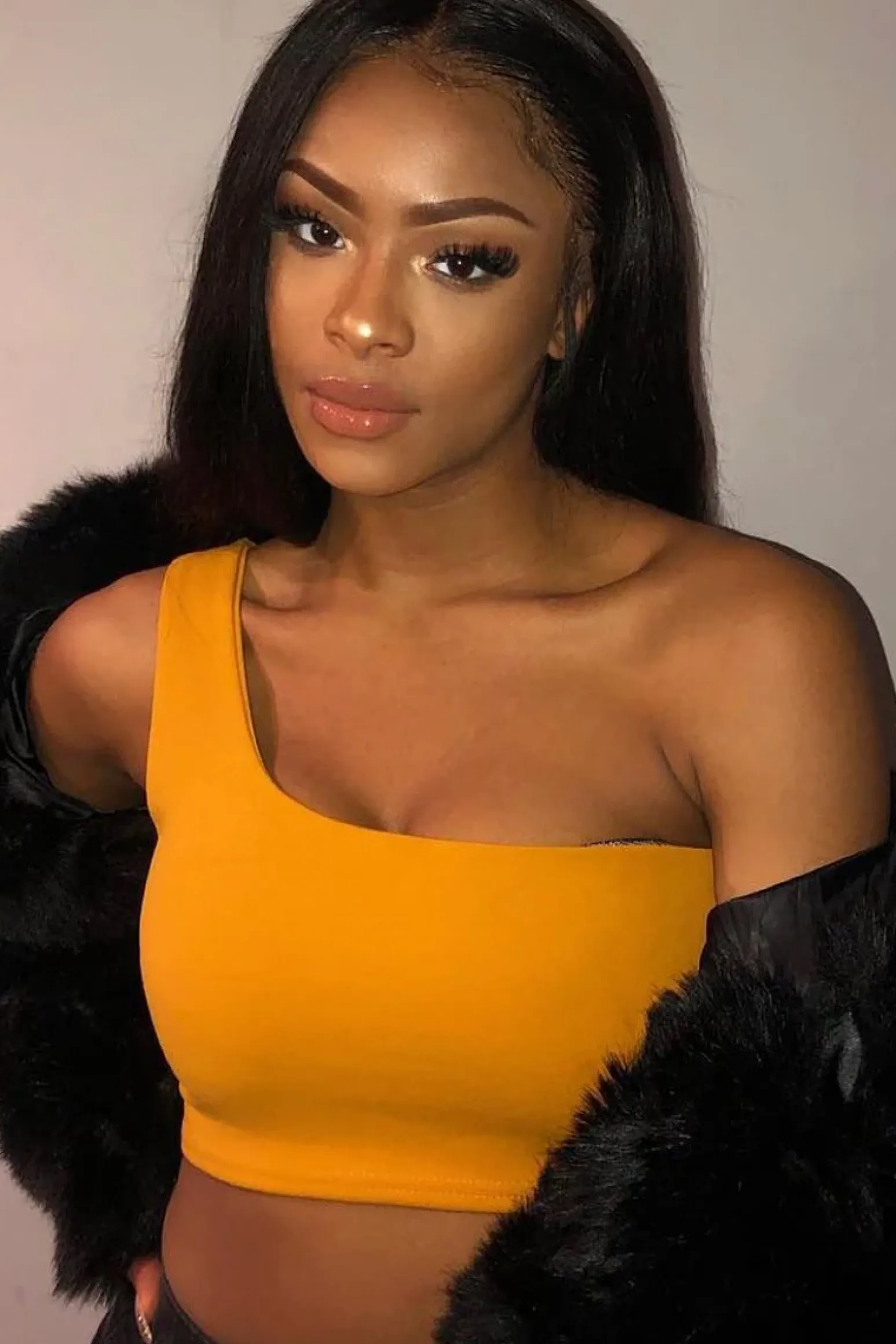 Rebellious Fashion Mustard One Shouldered Crop Top - Kamri