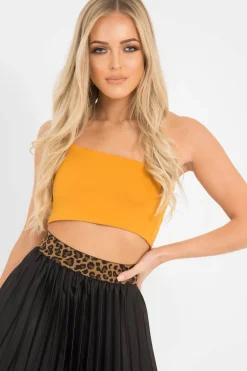 Rebellious Fashion Mustard One Shouldered Crop Top - Kamri