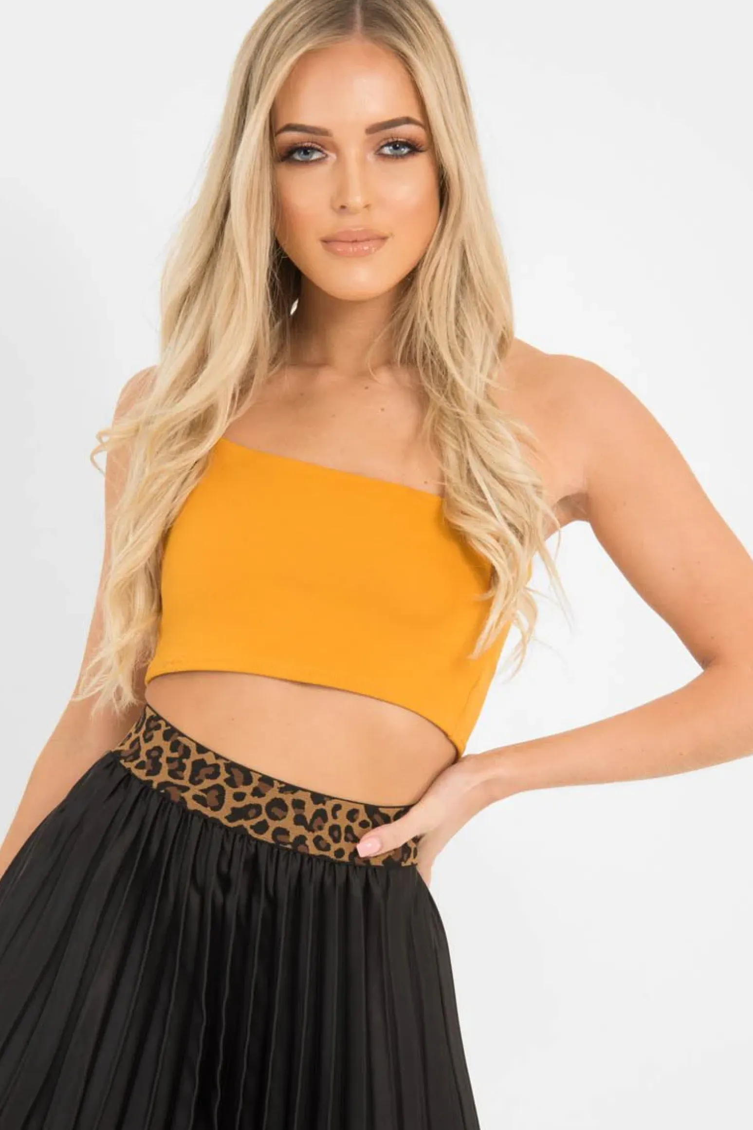 Rebellious Fashion Mustard One Shouldered Crop Top - Kamri