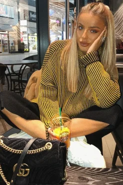 Rebellious Fashion Mustard Ottoman Rib Roll Neck Jumper - Renee