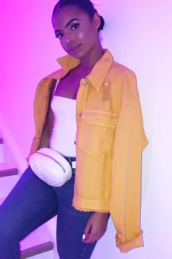 Rebellious Fashion Mustard Oversized Denim Jacket - Aavya
