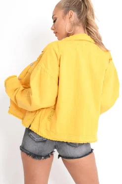 Rebellious Fashion Mustard Oversized Denim Jacket - Aavya