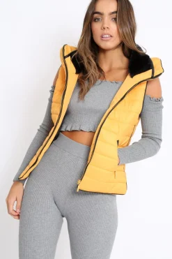 Rebellious Fashion Mustard Padded Gilet - Ariella