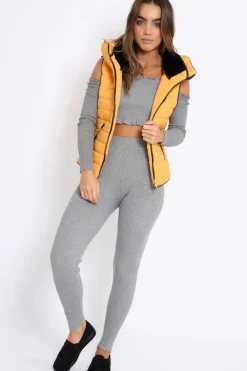 Rebellious Fashion Mustard Padded Gilet - Ariella