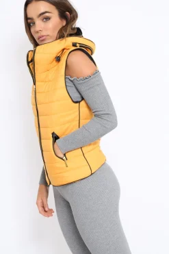 Rebellious Fashion Mustard Padded Gilet - Ariella