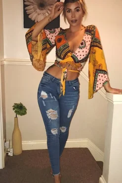 Rebellious Fashion Mustard Paisley Crop Top - Tazmin