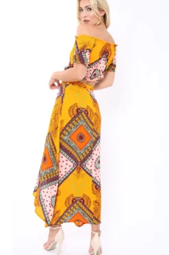 Rebellious Fashion Mustard Paisley Print Skirt - Jada