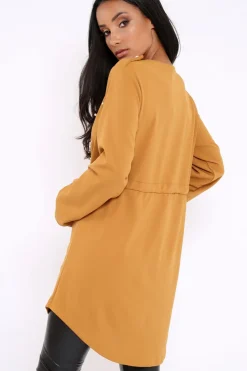 Rebellious Fashion Mustard Pearl Detail Slouchy Jacket - Kylie