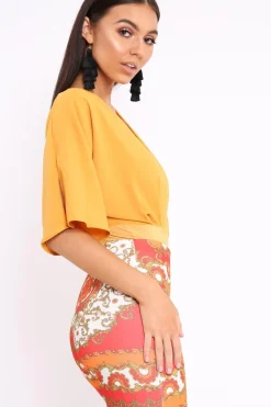 Rebellious Fashion Mustard Plunge Bodysuit - Florence
