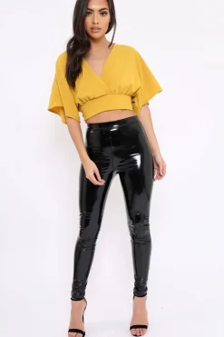 Rebellious Fashion Mustard Plunge Crop Top - Suzanne