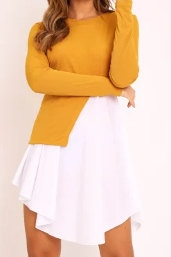 Rebellious Fashion Mustard Ribbed Jumper Shirt Dress - Vita