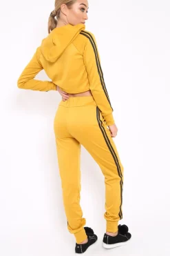 Rebellious Fashion Mustard Tracksuit with Black Side Stripe - Kady