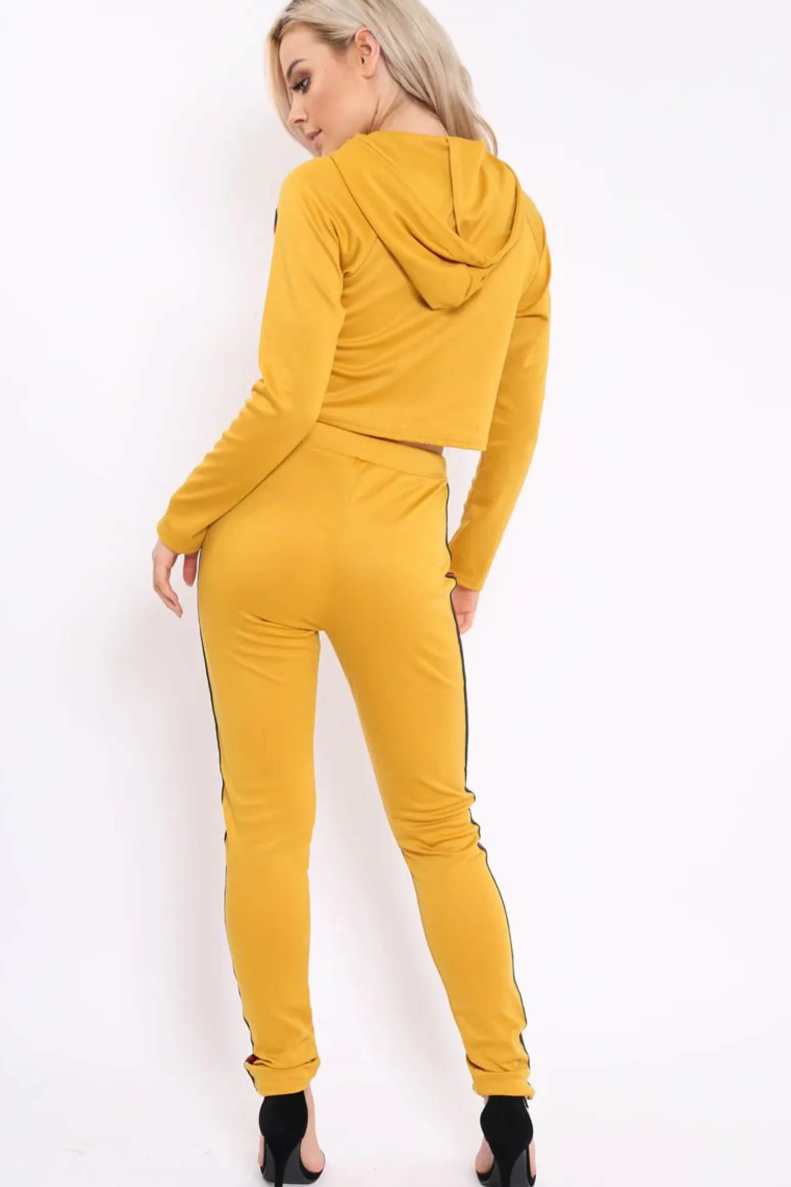Rebellious Fashion Mustard Tracksuit with Khaki and Red Side Stripe - Beatrix