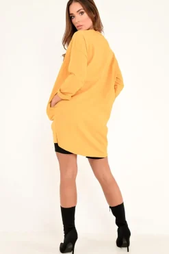Rebellious Fashion Mustard Vogue Slogan Oversized Jumper - Bray