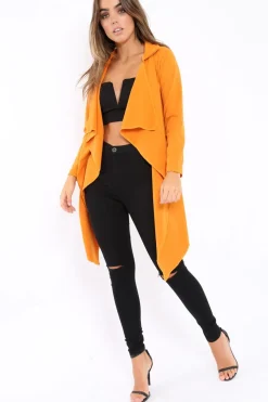Rebellious Fashion Mustard Waterfall Frill Jacket - Bexley