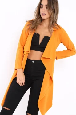 Rebellious Fashion Mustard Waterfall Frill Jacket - Bexley