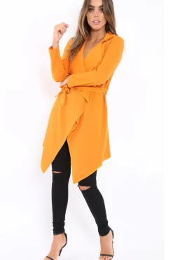 Rebellious Fashion Mustard Waterfall Frill Jacket - Bexley