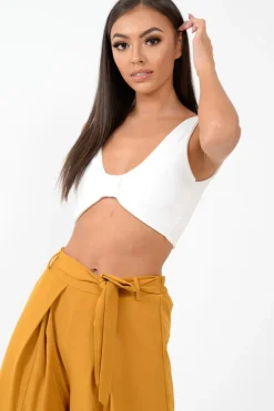 Rebellious Fashion Mustard Wide Leg Belted Split Front Trousers - Aamira