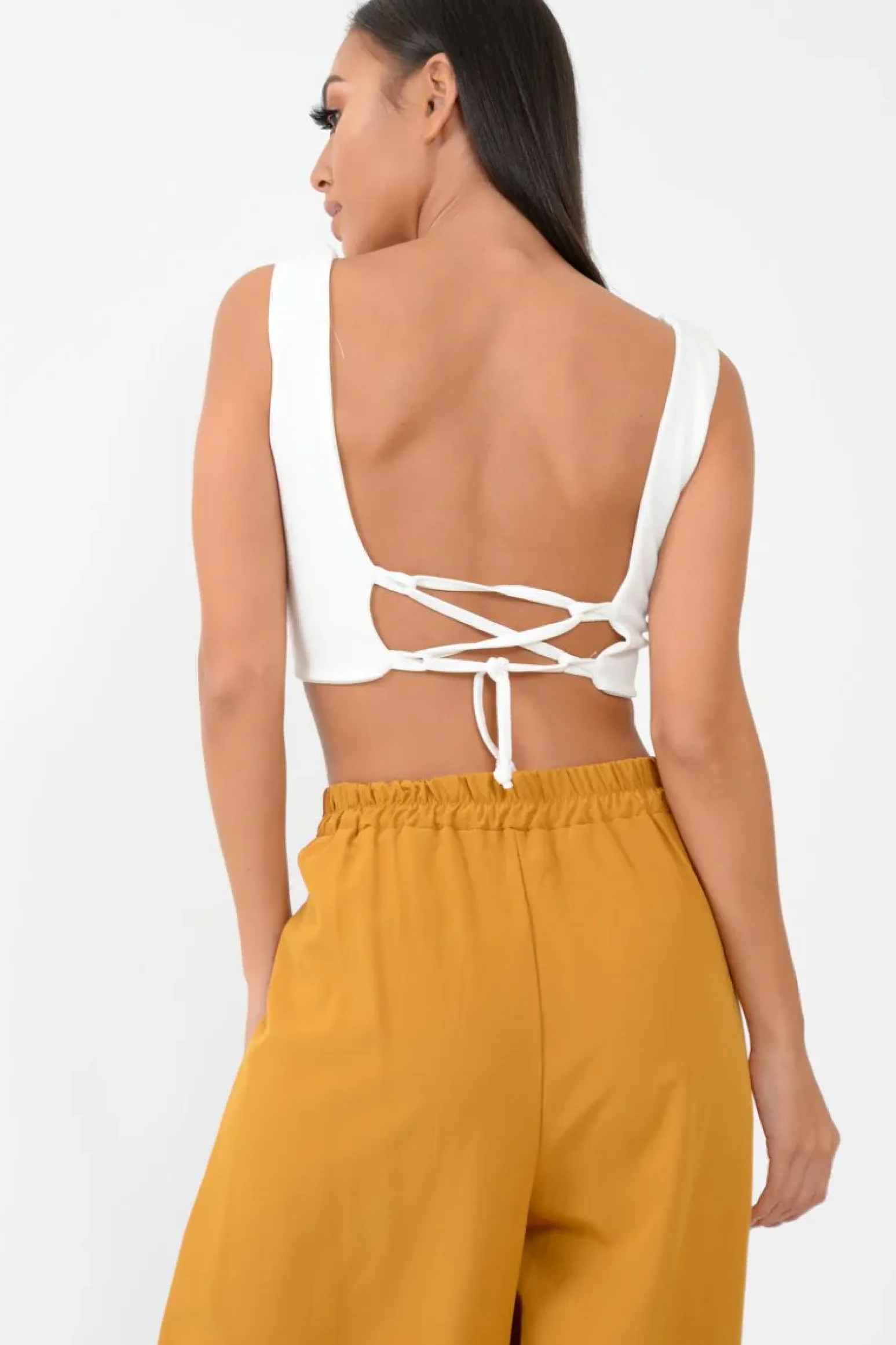 Rebellious Fashion Mustard Wide Leg Belted Split Front Trousers - Aamira