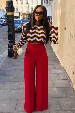 Rebellious Fashion Mustard Wine Chevron Knit Crop Jumper - Stevi