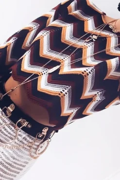 Rebellious Fashion Mustard Wine Chevron Knit Crop Jumper - Stevi