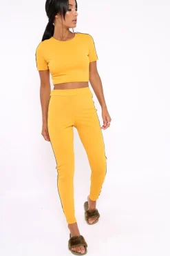 Rebellious Fashion Mustard with Green and Red Side Stripe Set- Elissa