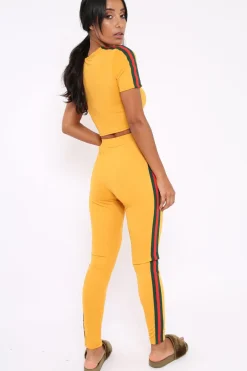 Rebellious Fashion Mustard with Green and Red Side Stripe Set- Elissa