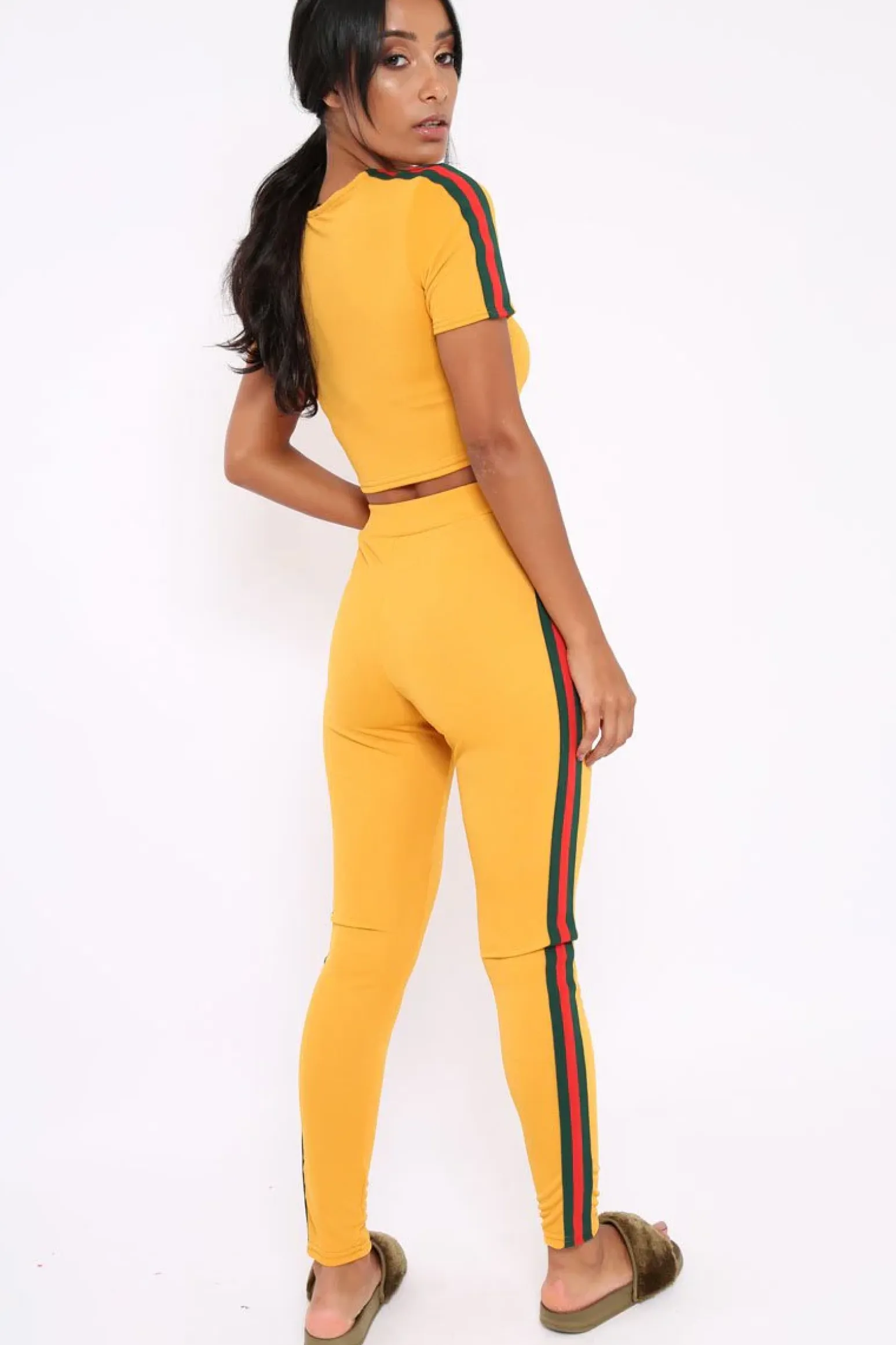 Rebellious Fashion Mustard with Green and Red Side Stripe Set- Elissa