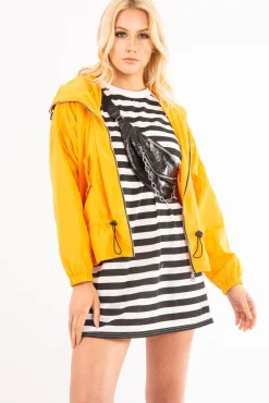 Rebellious Fashion Mustard Zip Front Rain Jacket - Idalie