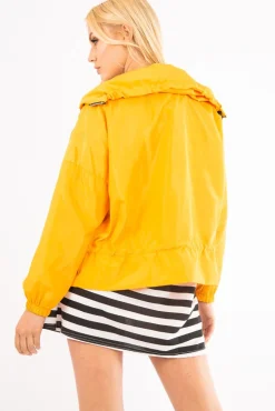 Rebellious Fashion Mustard Zip Front Rain Jacket - Idalie