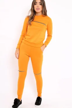 Rebellious Fashion Mustard Zip Loungewear Set - Kelly