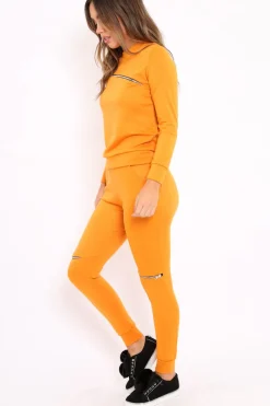 Rebellious Fashion Mustard Zip Loungewear Set - Kelly