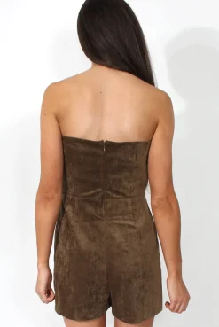 Rebellious Fashion Mya Brown Bandau Cord Playsuit