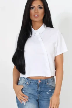 Rebellious Fashion Narz White Cropped Shirt