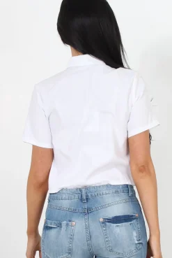 Rebellious Fashion Narz White Cropped Shirt