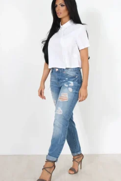 Rebellious Fashion Narz White Cropped Shirt