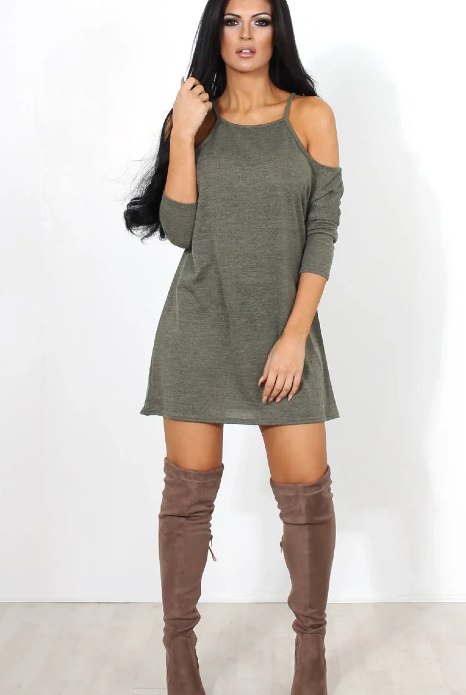 Rebellious Fashion Natalia Khaki Cut Out Top